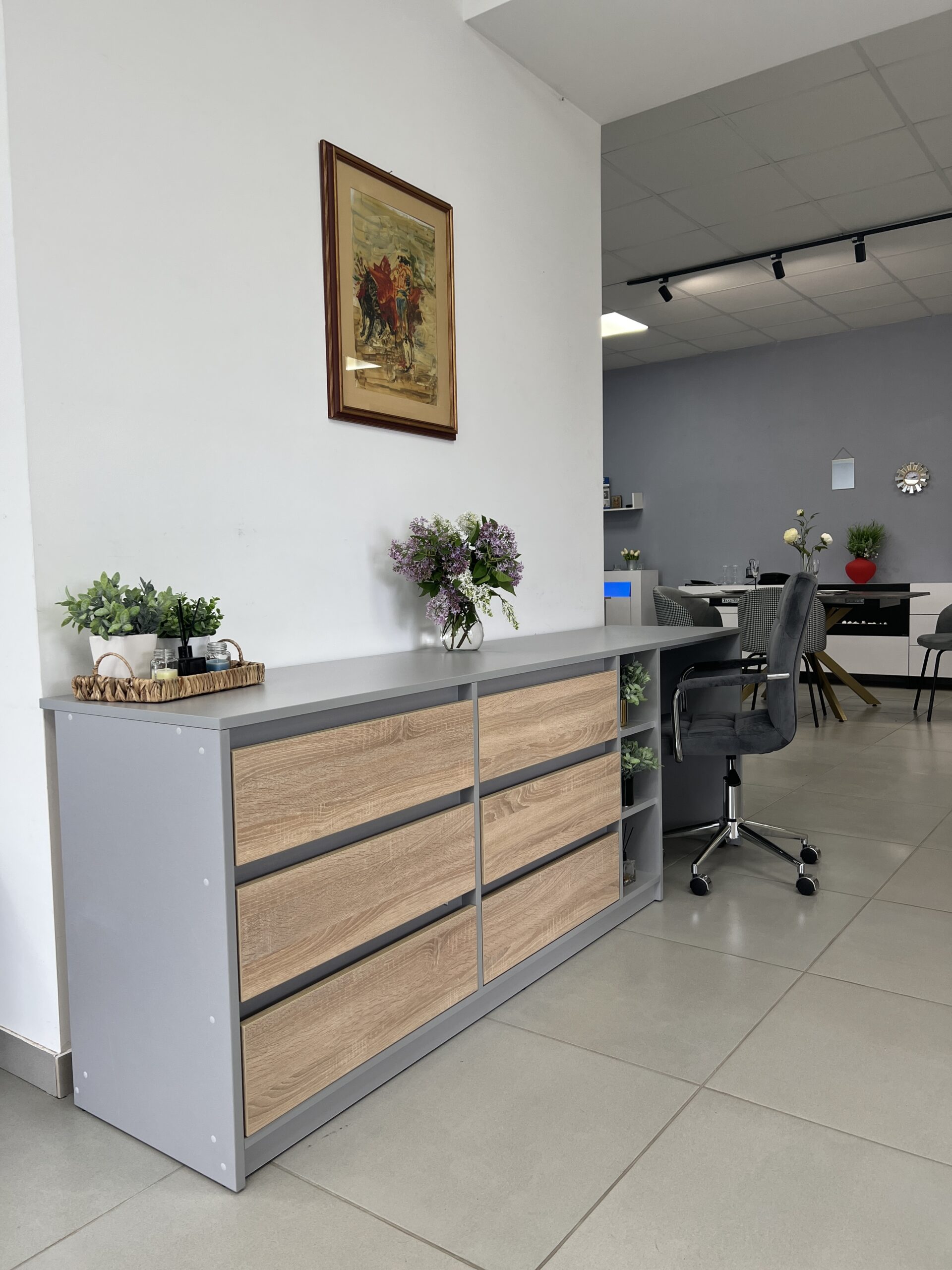 Комод зі столиком 220см "Kai 6Ш" Сірий+Дуб Сонома, Master Mebli